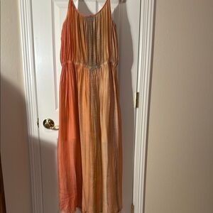 Orange and Tan Maxi Dress
